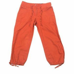 H&M Womens Linen Blend Capri Shorts Elastic Cuffs